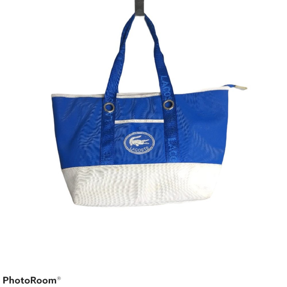 Lacoste Womens Blue White Canvas Tote bag Size OS